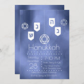 Moderne Chanoeka Dreidels Party Kaart (Voorkant / Achterkant)