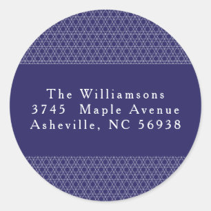 Moderne Chanoeka Star Lines Blauw Retouradres Ronde Sticker