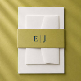 Moderne Chartreuse Editoriaal Monogram Uitnodiging Uitnodigingen Wikkel