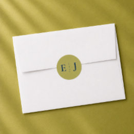 Moderne Chartreuse Monogram Huwelijkssticker Ronde Sticker