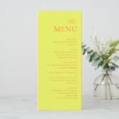 Moderne Chartreuse Persimmon Elegante Trouwmenu Menu (Staand voorkant)