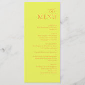 Moderne Chartreuse Persimmon Elegante Trouwmenu Menu (Voorkant)