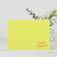 Moderne Chartreuse Script Persoonlijk Stationery