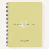 Moderne Chartreuse Witte Script Monogram Notitieboek (Voorkant)