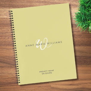 Moderne Chartreuse Witte Script Monogram Notitieboek