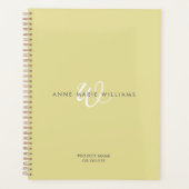 Moderne Chartreuse Witte Script Monogram Planner (Voorkant)