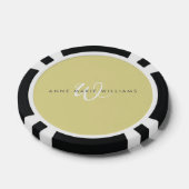 Moderne Chartreuse Witte Script Monogram Poker Chips (Enkel)