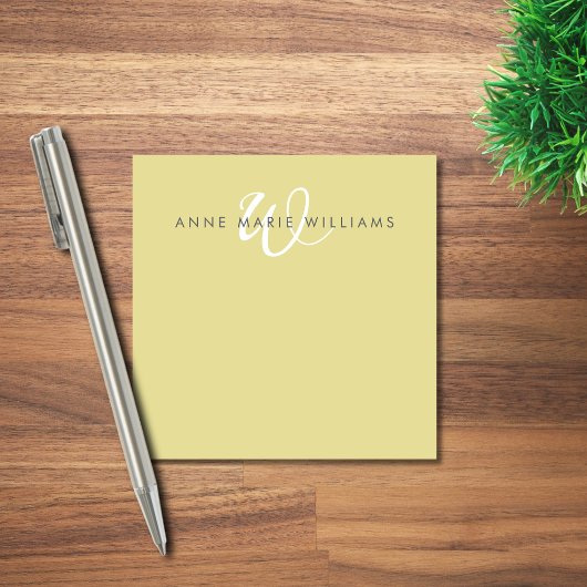 Moderne Chartreuse Witte Script Monogram Post-it® Notes