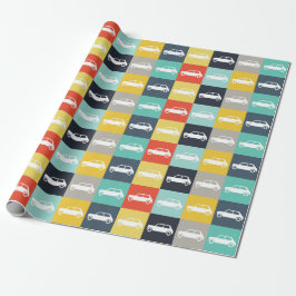 Moderne checkboard Mini Cooper Cadeaupapier