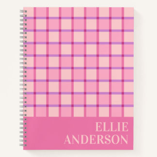 Moderne Checker Roze Paars Persoonlijk Notitieboek