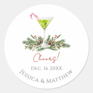 Moderne Cheers Candy Cane Cocktail Martini Koppels Ronde Sticker