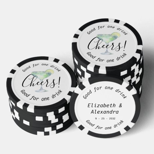 Moderne Cheers Daiquiri Drink bruiloft Poker Chips (Opstapeling)