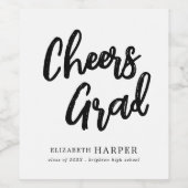 Moderne Cheers Grad Brush Script Afstuderen Wijn Etiket (Enkel label)