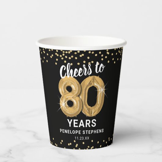 Moderne Cheers tot 80 jaar geboortedag Papieren Bekers (Achterkant)
