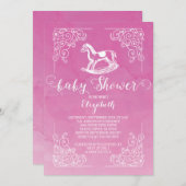 Moderne Cheval Filles Baby shower Invitation (Devant / Derrière)