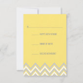 Moderne chevron grijs, gele bruiloft RSVP (Achterkant)