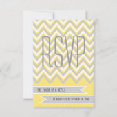 Moderne chevron gris, mariage jaune RSVP (Devant)