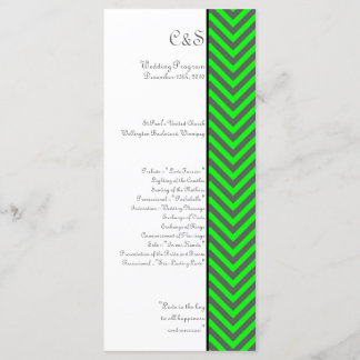 Moderne Chevron Neon Groene/Grijze Huwelijksprogra Programma
