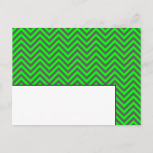 Moderne Chevron Neon Groene/Grijze Schrijfbare Pla Briefkaart
