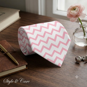 Moderne Chevron stropdas in roze en witte stijl