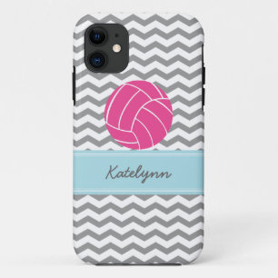 Moderne Chevron Zigzag Roze Volleybal iPhone Hoesj 11 Hoesje