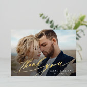 Moderne Chic 2 Photo Gold Carte de remerciements (Debout devant)