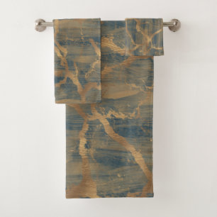Moderne Chic Abstrait Glamour Marbre Bleu Nuit & O