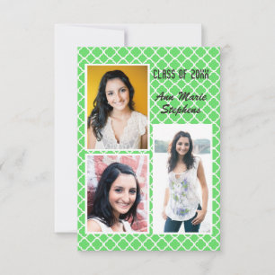 Moderne Chic Afstudeer 3 Foto 3x5Groene Quatrefoil Kaart