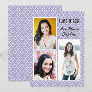 Moderne Chic Afstudeerfoto's 3 Paarse Quatrefoil Kaart