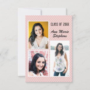 Moderne Chic Afstudeerfoto's 3x5 Roze Quatrefoil Kaart
