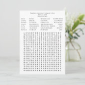 Moderne chic Al White Wedding Word Search Save Dat Kaart (Staand voorkant)