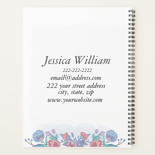 Moderne Chic Aquarelle Bleu Hydrangée Florale (Dos)