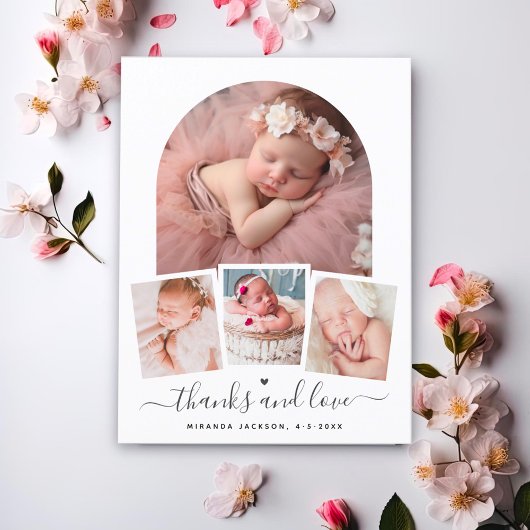 Moderne Chic Arcing Babyshower Bedank Foto Briefkaart