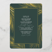 Moderne Chic Beach Palm & RSVP QR Code Weddenschap Folie Uitnodiging (Voorkant)