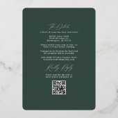 Moderne Chic Beach Palm & RSVP QR Code Weddenschap Folie Uitnodiging (Achterkant)