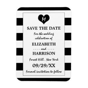 Moderne chic Black en White Wedding Save the Date Magneet