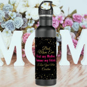 Moderne Chic Black Fuchsia Typografie Moederdag Waterfles