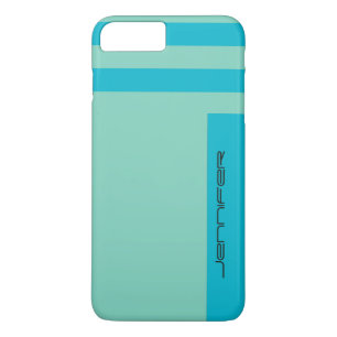 Moderne Chic Blauw Groen Tweeweg Streep Aangepaste iPhone 8 Plus / 7 Plus Hoesje