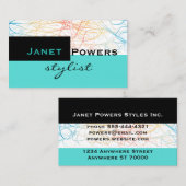 moderne chic bleu aqua personnalisé carte de visit (Devant / Derrière)