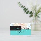 moderne chic bleu aqua personnalisé carte de visit (Debout devant)