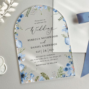 Moderne Chic Blue bruiloft Acryl Uitnodigingen
