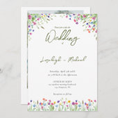 Moderne Chic boho wilde bloemen bruiloft Kaart (Voorkant / Achterkant)