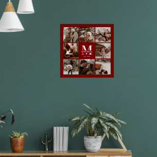 Moderne Chic Bourgondië Familie Foto Collage Keeps Poster
