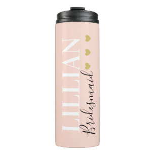 Moderne chic Bridesmaid Weddenschap Gold Heart Blu Thermosbeker
