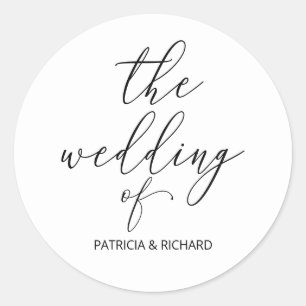 Moderne Chic Calligrafie De Bruiloft Van Ronde Sticker
