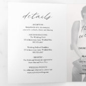 Moderne Chic Calligraphy Simple Photo Wedding Drieluik Uitnodiging (Binnenzijde eerst)