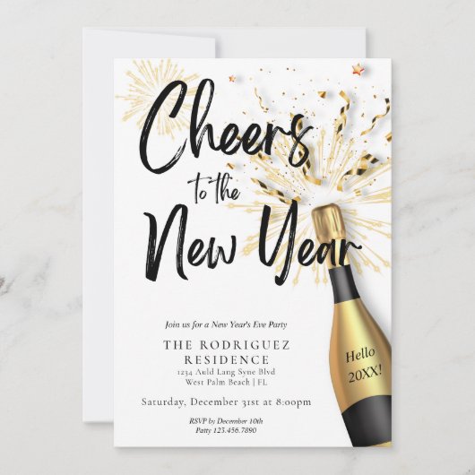 Moderne Chic Champagne Proost op het nieuwjaarsfee Kaart (Voorkant)