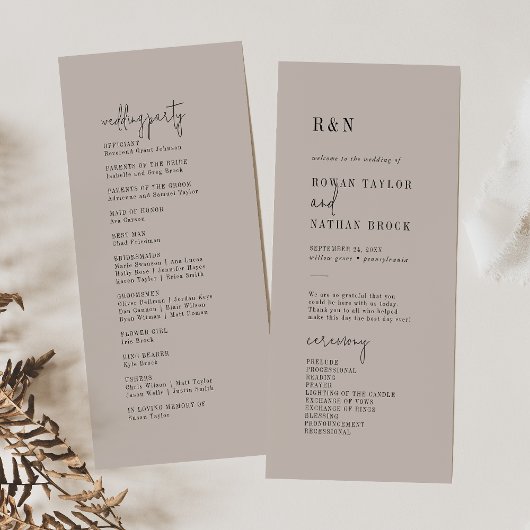 Moderne Chic COULEUR ÉDITABLE Programme de mariage