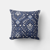 Moderne chic decoratieve blauwe en witte ikat kuss