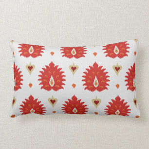 Moderne chic decoratieve rode gouden witte ikat ku kussen